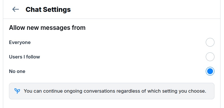 chat settings dialogue box