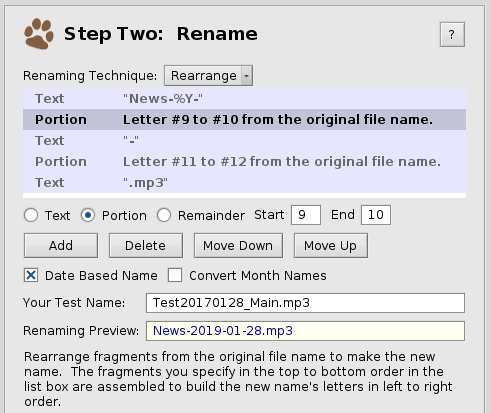 [Screen Shot of Fetchit! showing renaming GUI]