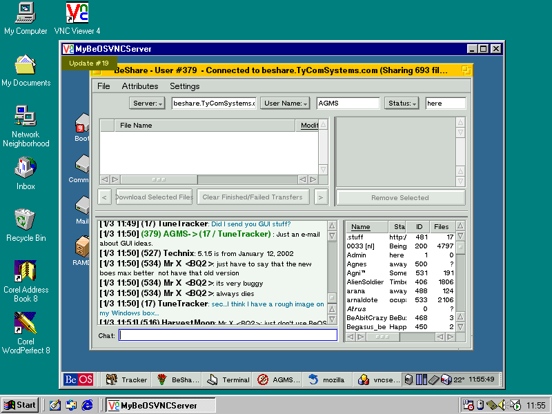 [Screen shot of VNCServer as seen through a Windows client]