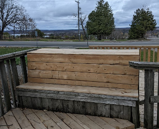 bench at Lake on the Mountain park Picton Ontario