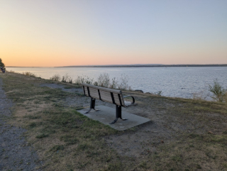 bench along Ottawa River walking path Nepean Sailing club