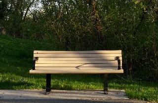 morning walks park bench