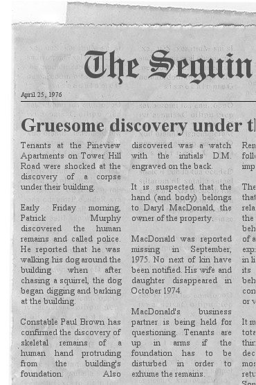 sample news snippet Gruesome discovery body found sample news snippet