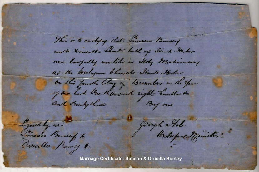 Simeon & Drucilla Marriage Cert.