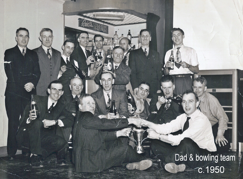 Dad with Bill Fowler & bowling team c.1950