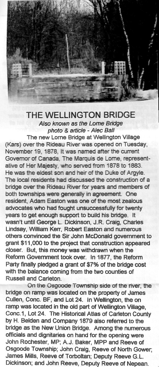 Old Wellington Bridge at Kars, Ontario