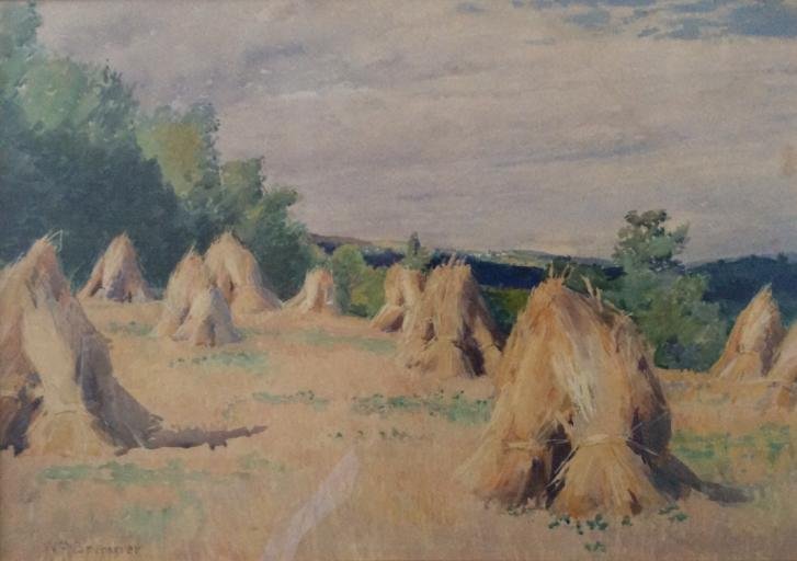 Painting by William Brymner, Canadian Artist -- Wheatfield - St. Eustache
