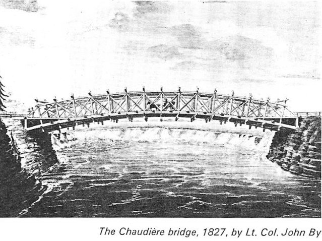 Chaudiere Bridge, Ottawa, Canada, in 1827