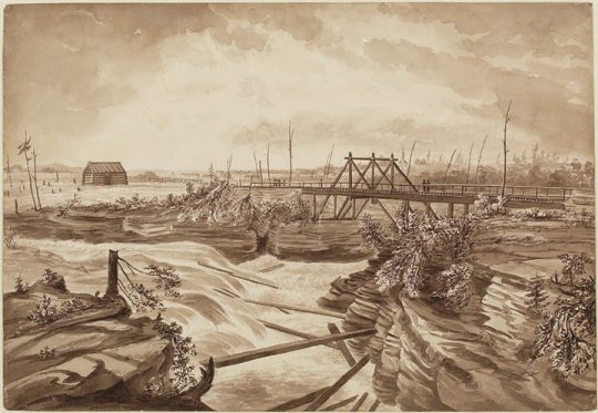 Chaudiere Falls, 1825 drawing by James Pattison Cockburn