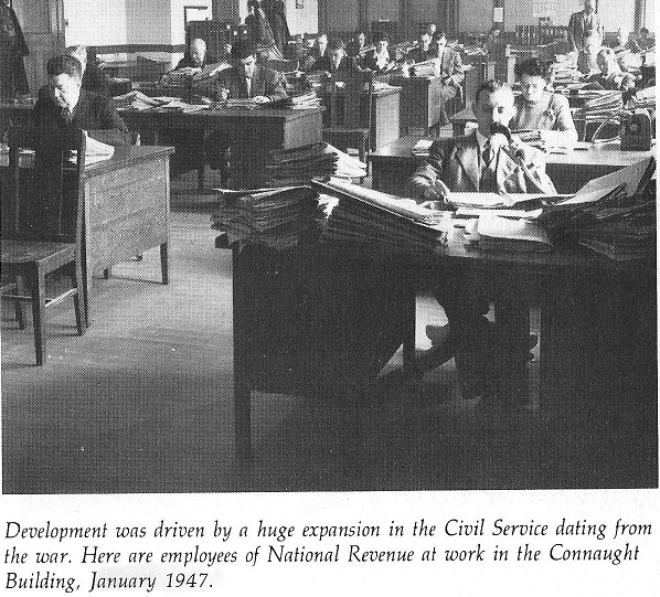 Revenue Canada workers in the Connaught Building, 1947
