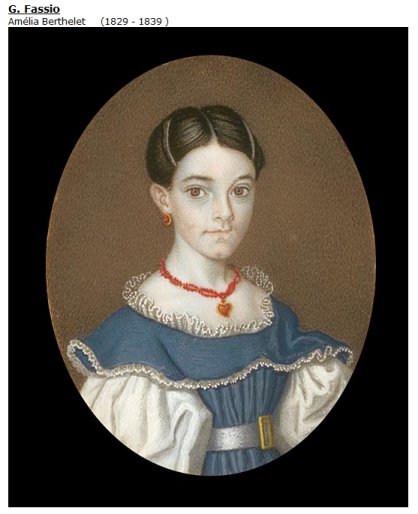 Painting of Amelia Berthelet by Signor G. Fassio, c. 1835