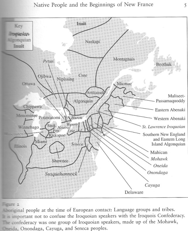 Map showing Native Peoples at the time of First Contact in Canada