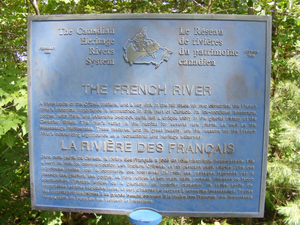 French River, Ontario, Canada, Plaque