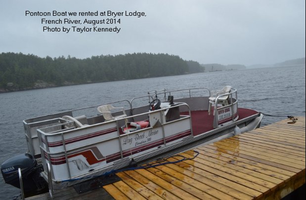 Pontoon boat on the French River, Ontario, Canada