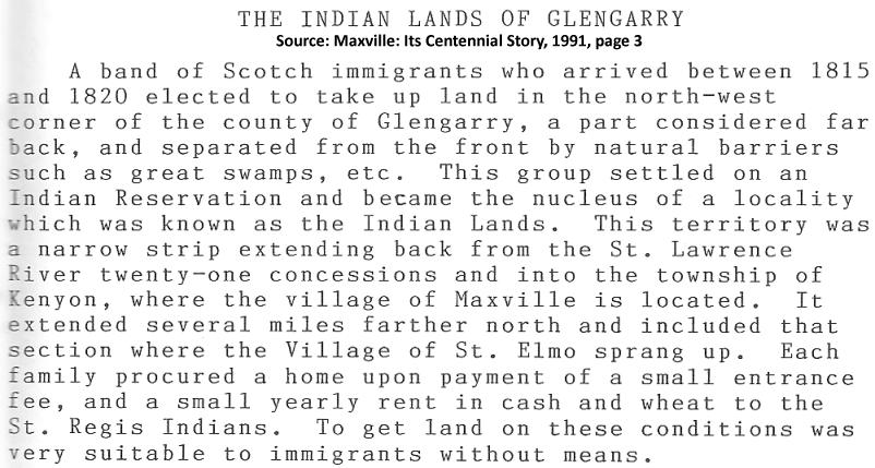 Indian Lands in Glengarry Township, Ontario, Canada