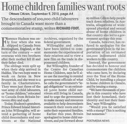 Home Children in the Ottawa, Ontario, Canada, area