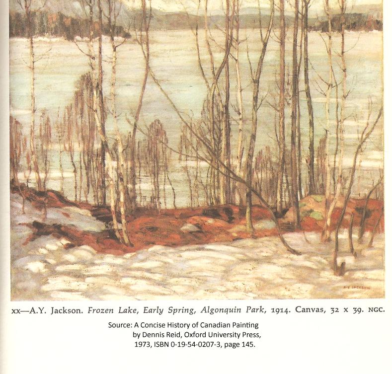 A. Y. Jackson 1914 painting Frozen Lake, Early Spring, Algonquin Park
