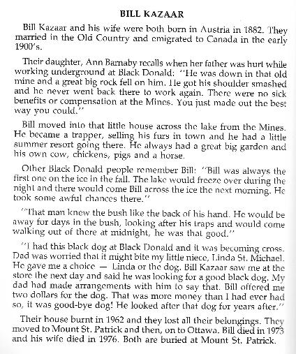 William Kazaar, trapper at Black Donald, Ontario, Canada