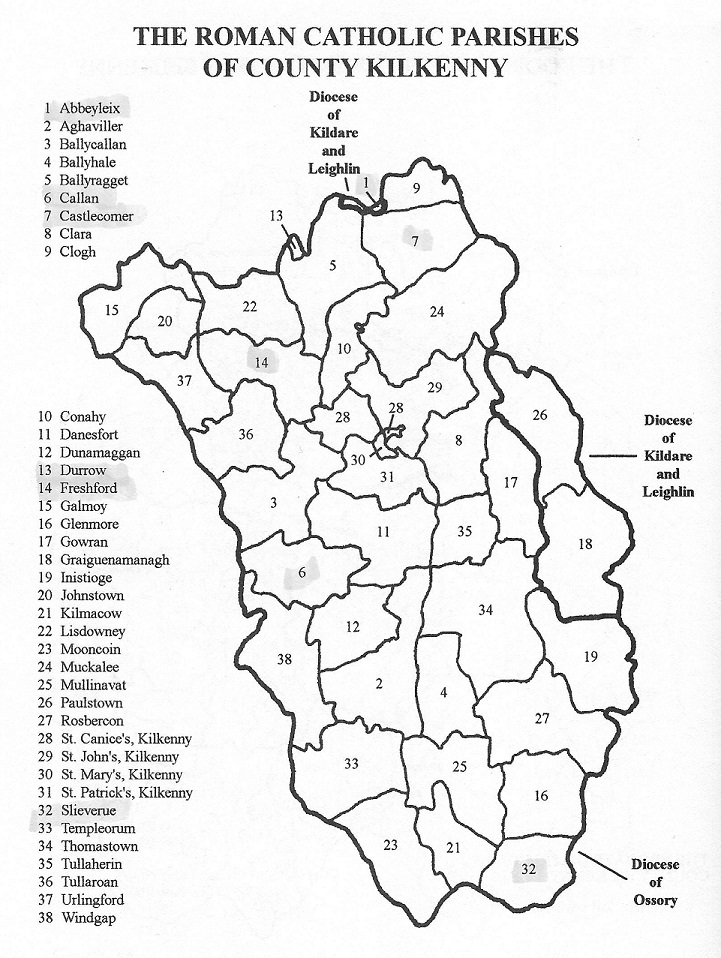 County Kilkenny Ireland Roman Catholic Parishes