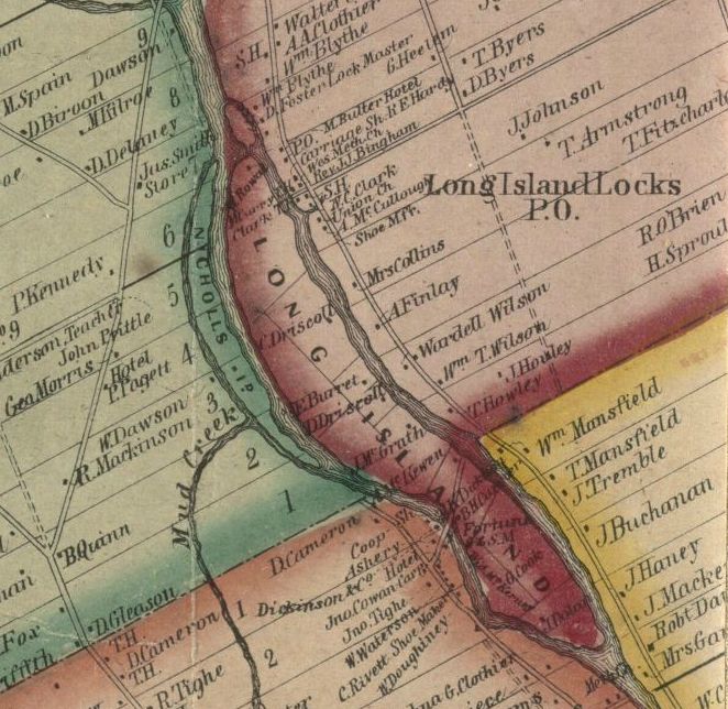 Long Island Locks and neighbouring farms in 1863