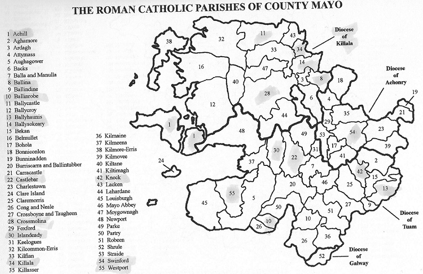 Roman Catholic Parishes of County Mayo, Ireland