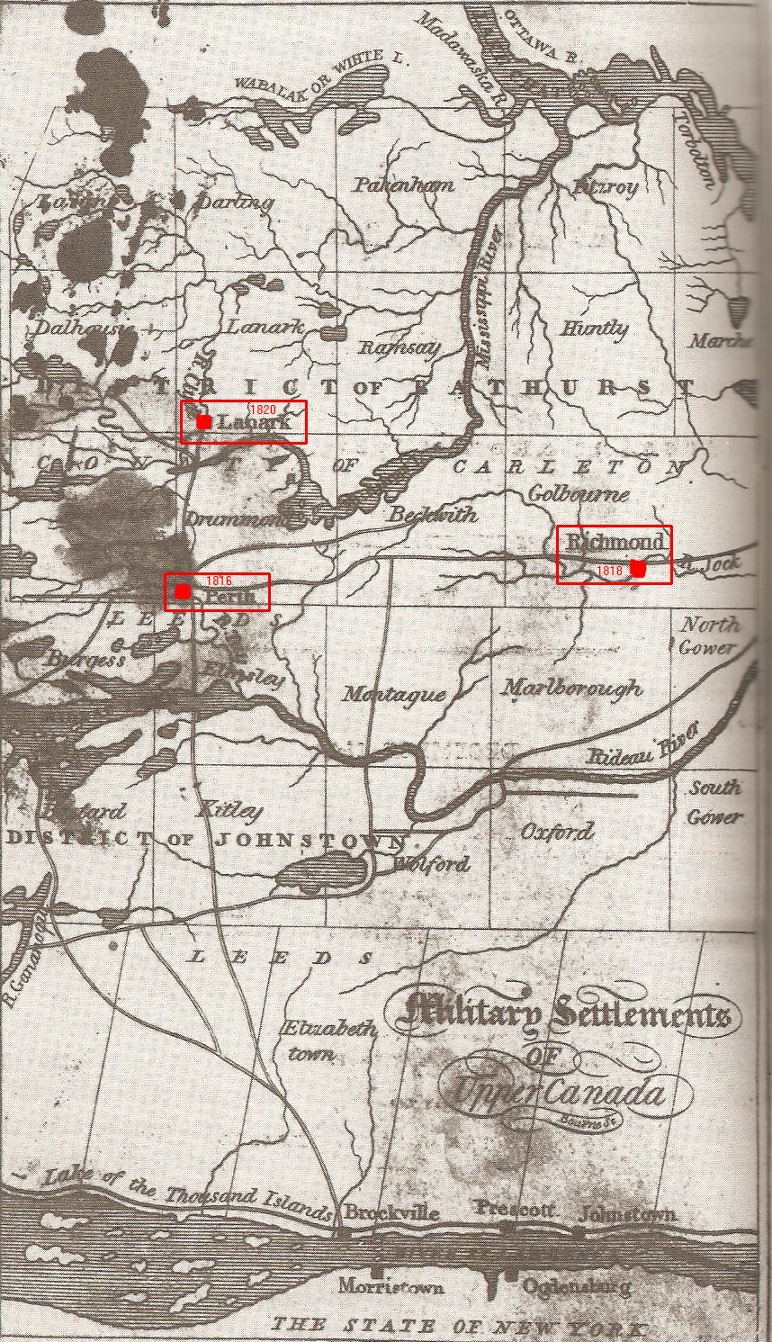 Map of Military Settlements in Upper Canada