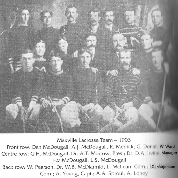 Lacrosse Team of Maxville, Ontario, Canada in 1909