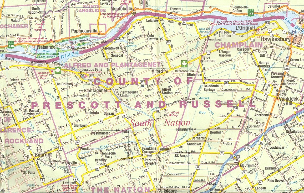 Map of part of Prescott and Russell County