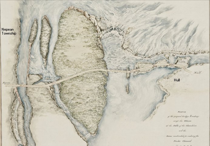 Map of Chaudiere Falls area by Lieutenant Pooley