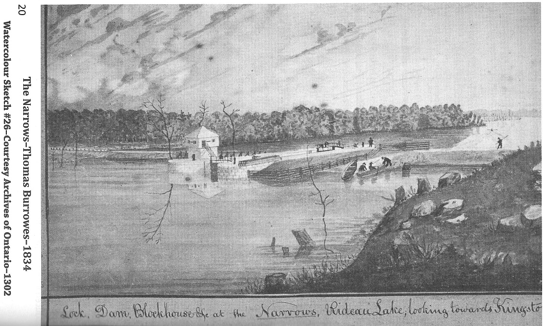 Narrows Lock Sketch by Thomas Burrowes, 1834