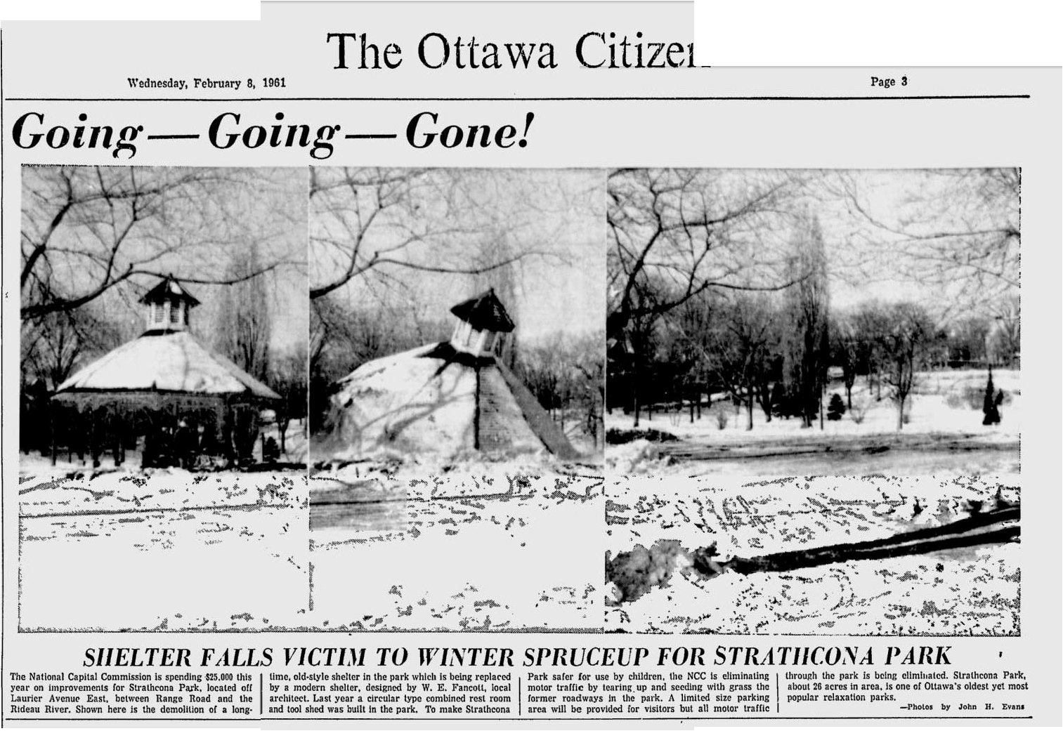 Strathcona Park Gazebo torn down in 1961, Ottawa, Canada