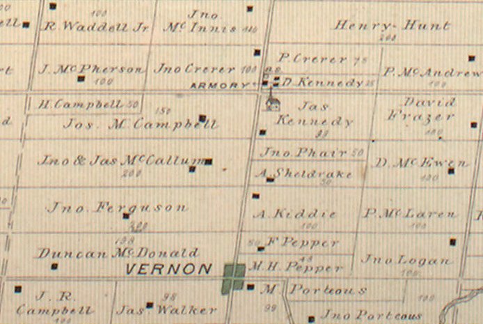 Map of Vernon, Ontario in 1879