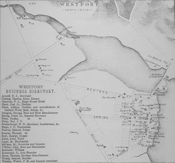 Map of Westport, Ontario in 1879