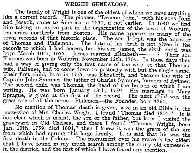 Philemon Wright, Genealogy back to the 1600's