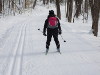 Kathryn skiing downhill