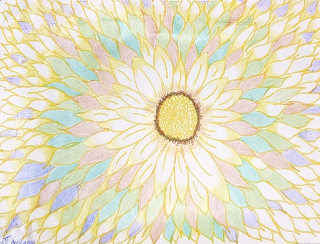 Doodle sunflower sunburst meditation for peace in Ukraine