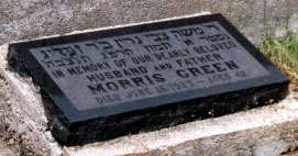 Grave marker for Morris Green